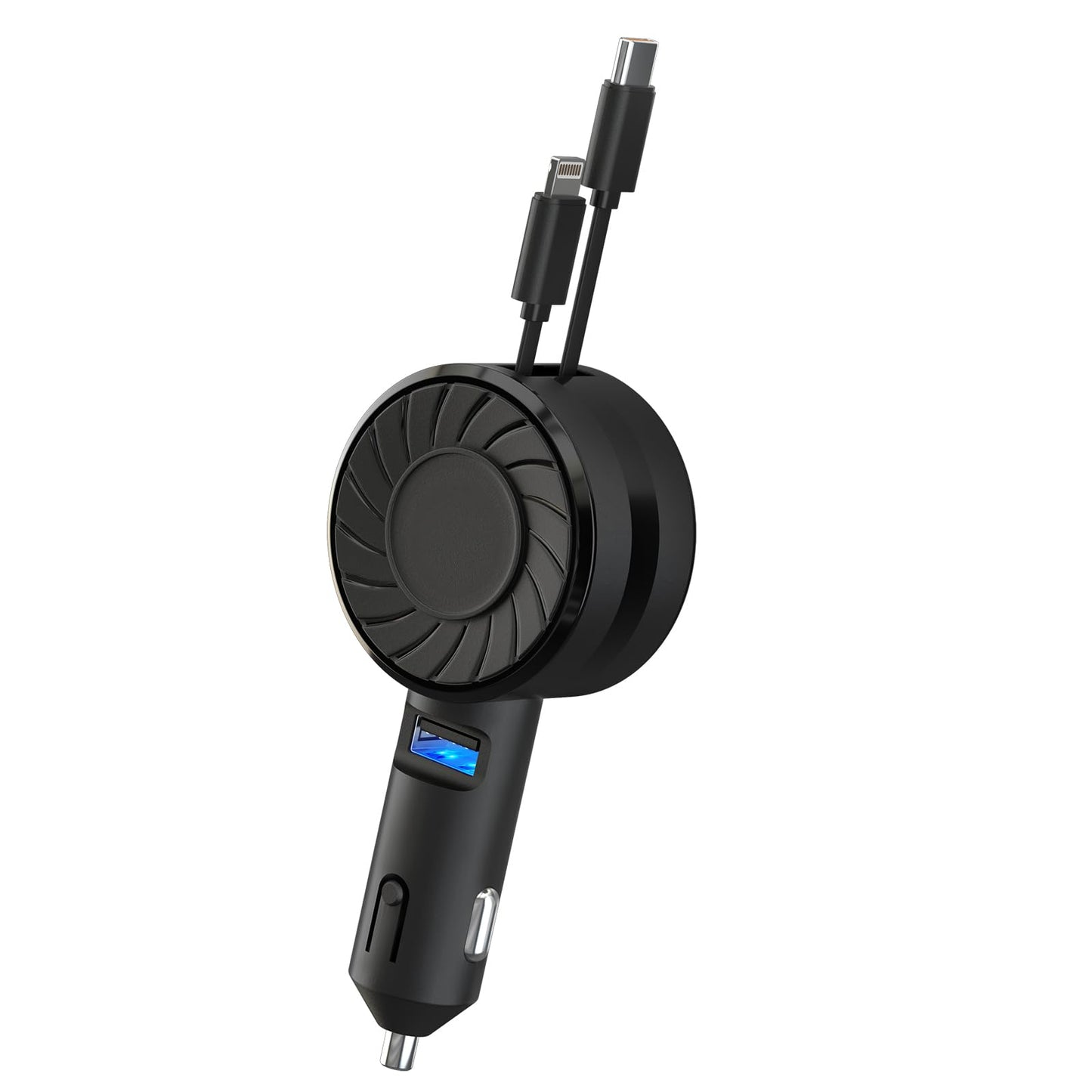 AnphraTek Triple Fast Car Charge Hub 50W with 2 Retractable Cables