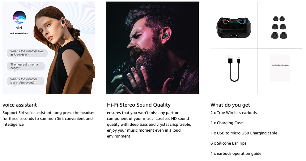 AnphraTek TWS Mini Stereo Wireless Earbuds IPX7