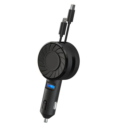 AnphraTek Triple Fast Car Charge Hub 50W with 2 Retractable Cables