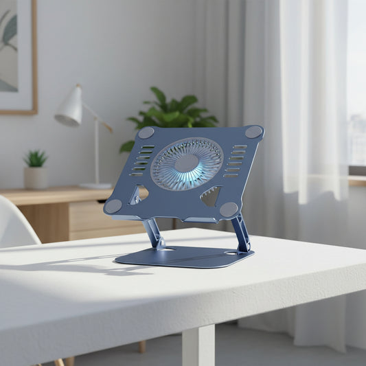 AnphraTek Slim Adjustable Laptop Cooler - Aluminum 3-Speed Cooling Stand for 11-15.6 Inch MacBooks